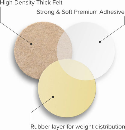 24 Heavy-Duty Felt Furniture Pads 1” 1/4” Thick X-Protector! Square Felt Pads for Furniture Feet - The Best Felt Floor Protectors for Furniture to Prevent Scratches. Protect Your Hard Floor! (Brown)