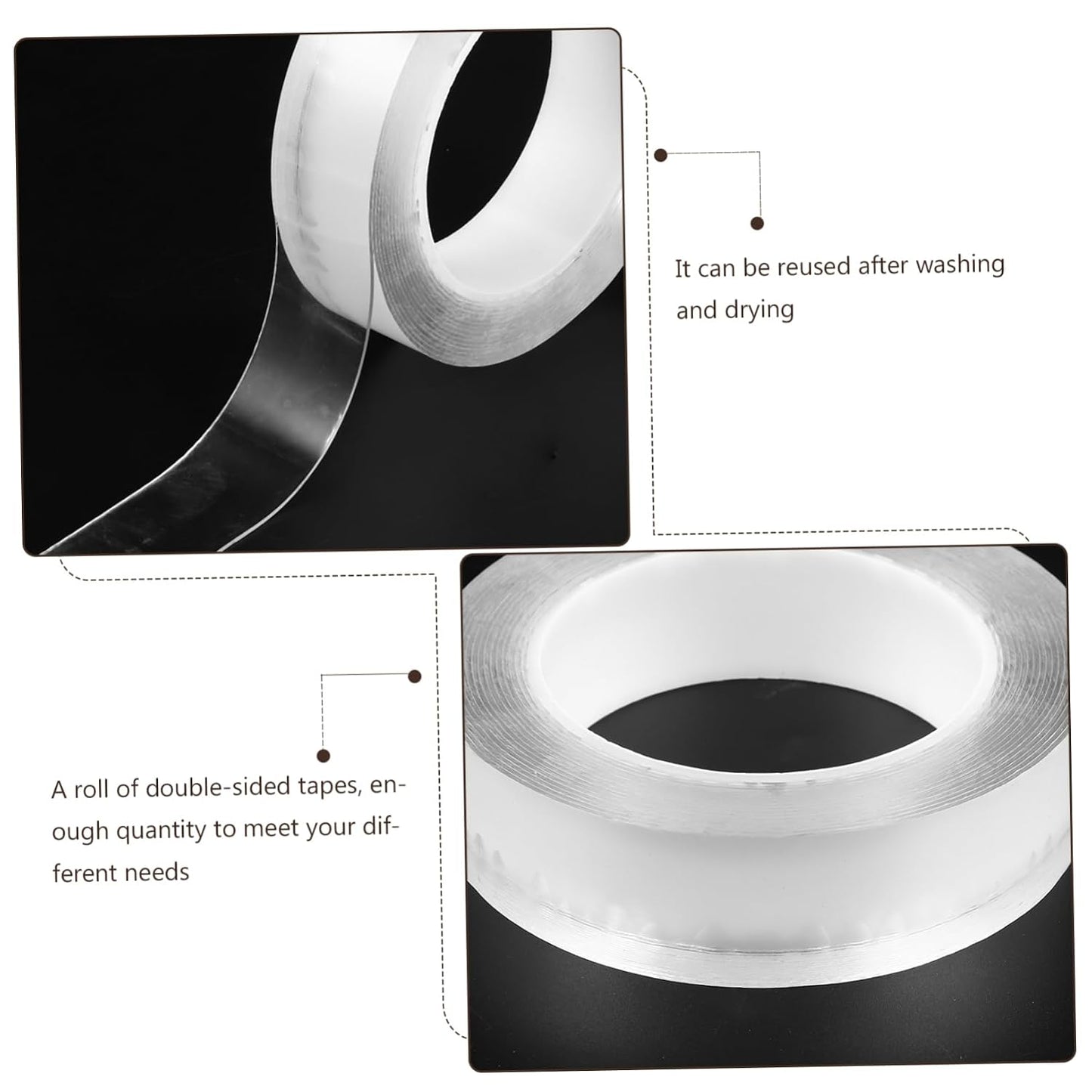 Invisible Nano Double Sided Tape Thin Strong Adhesive Removable Washable for Crafting Wall Mounting