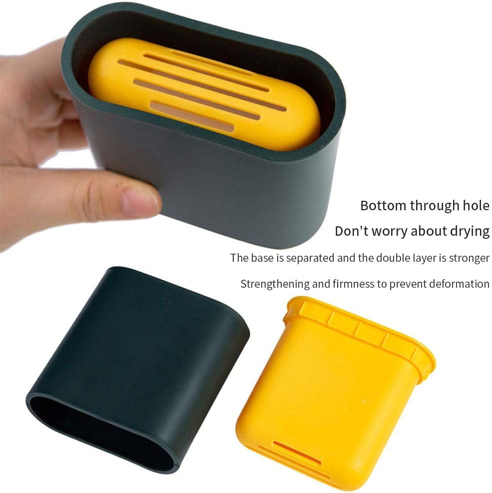 Revolutionary Silicone Flex Toilet Brush with Holder,No-Slip Long Handle Toilet Brush with Holder, Standing Holder & Wall Mounting Cleaning Brush Set (Blue)