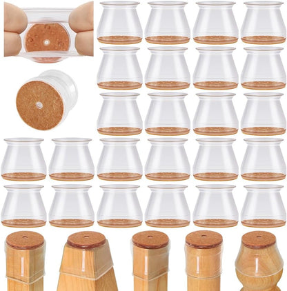 VIUME 24 Pcs Chair Leg Floor Protectors for Hardwood Floors Silicone Covers Felt Pads Furniture Leg Caps Anti-Scratch Reduce Noise Fit (1-5/16" to 2")