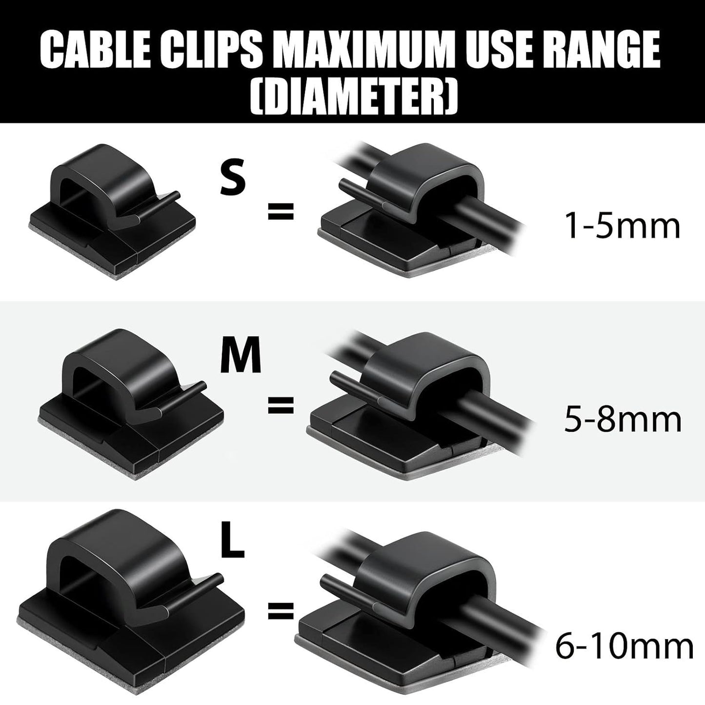 Blulu 100 Pcs Adhesive Cable Wire Clips, Outdoor Light Clips, Cord Management Wire Organizer Cord Holder for Holiday String Lights, Under Desk, Car, Wall, TV PC Ethernet Cable(Small,Clear)