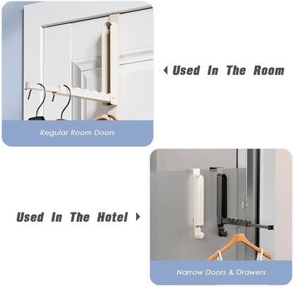 Folding Clothes Drying Rack with 3 Brackets for Over The Door and Wall Mount, All Metal Laundry Dryer Rack with Retractable Rod for Towel, Fit Doors Thickness from 0.59in to 1.96in (Space Grey)