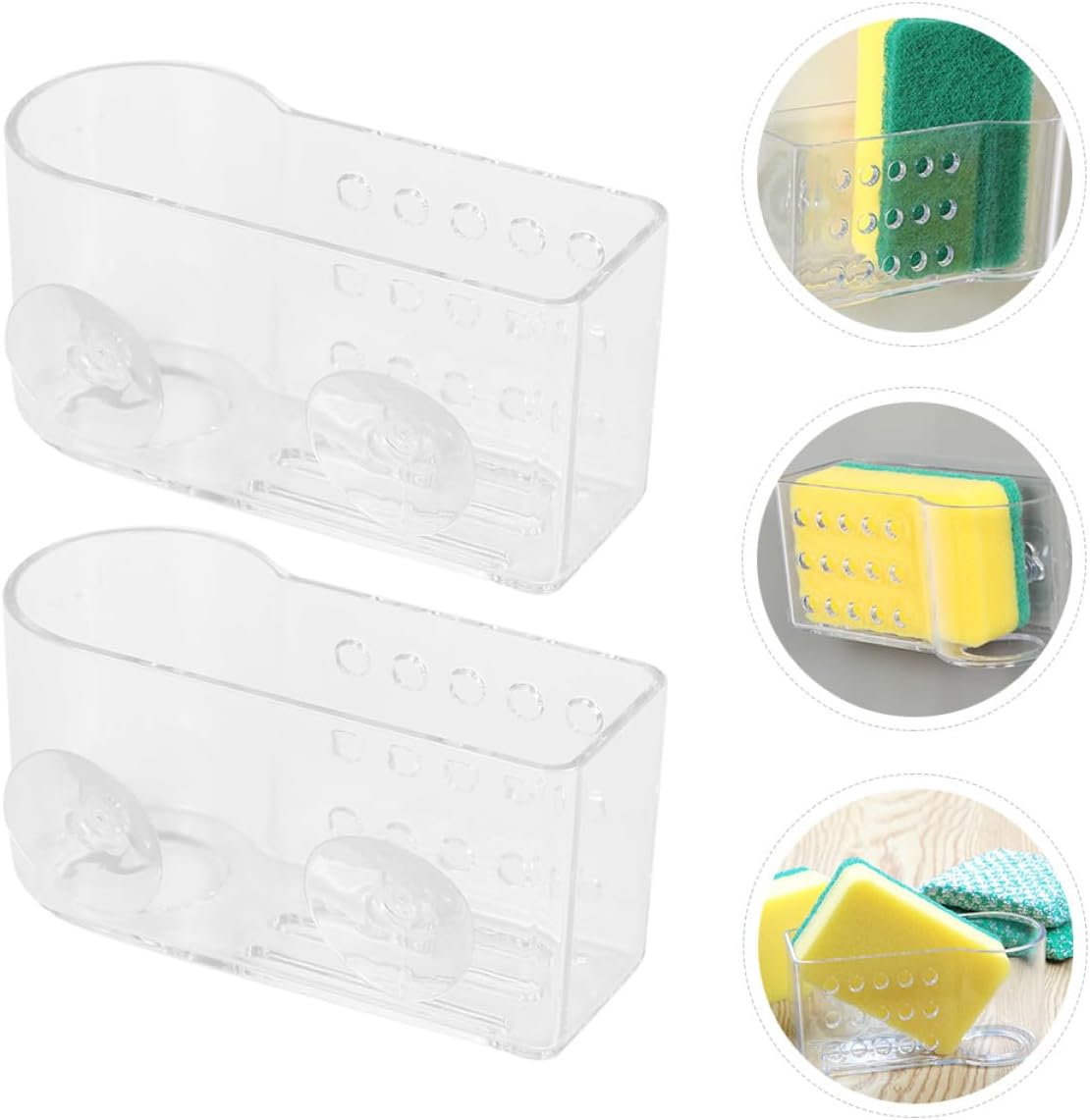 Uonlytech Kitchen Sponge Storage Rack and Cleaning Cloth Drainer, Wall-Mounted Single-Layer Organizer, Space-Saving Kitchen Drying Rack for Sink, 2pcs Household Storage Brackets