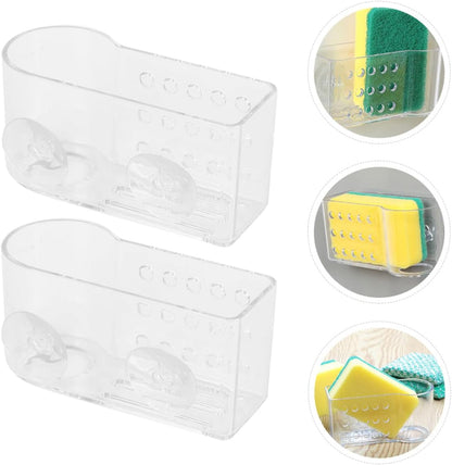 Uonlytech Kitchen Sponge Storage Rack and Cleaning Cloth Drainer, Wall-Mounted Single-Layer Organizer, Space-Saving Kitchen Drying Rack for Sink, 2pcs Household Storage Brackets
