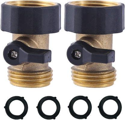 HQMPC Heavy Duty Brass Shut Off Valve Big Flow,Garden Hose Shut Off Valve For Garden Lawn Irrigatiion Garden Hose Connector Big Handle Easy Turn On Off (2PCS) +4 Extra Pressure Washers