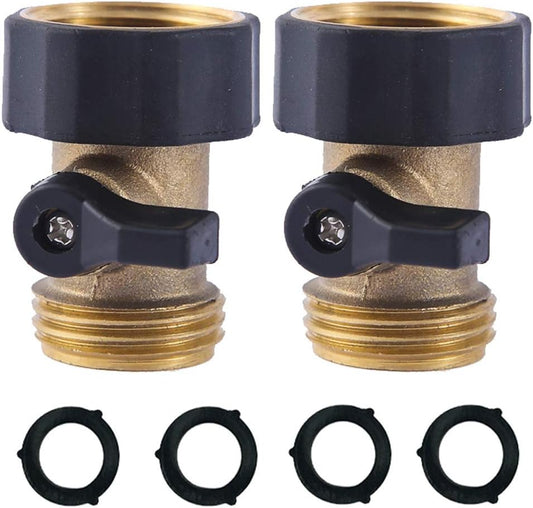 HQMPC Heavy Duty Brass Shut Off Valve Big Flow,Garden Hose Shut Off Valve For Garden Lawn Irrigatiion Garden Hose Connector Big Handle Easy Turn On Off (2PCS) +4 Extra Pressure Washers