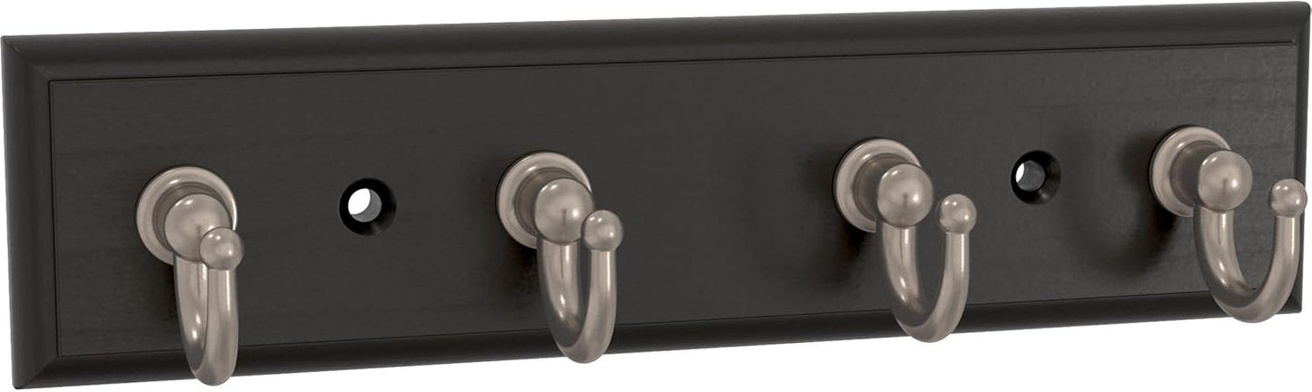 Franklin Brass Key Tidy (1-Pack) Pure White Holder 7' Wall Mount Small Item Rack 4 Hooks for Wall, Hallway, Entry Keychain Rail Organizer B46711K-PMN-R