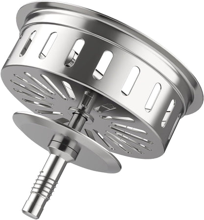 KONE 3-1/2 Inch Kitchen Sink Drain Strainer Assembly Made by All Stainless Steel with Strainer Basket/Drain Stopper, Replacement for Standard Commercial Drains