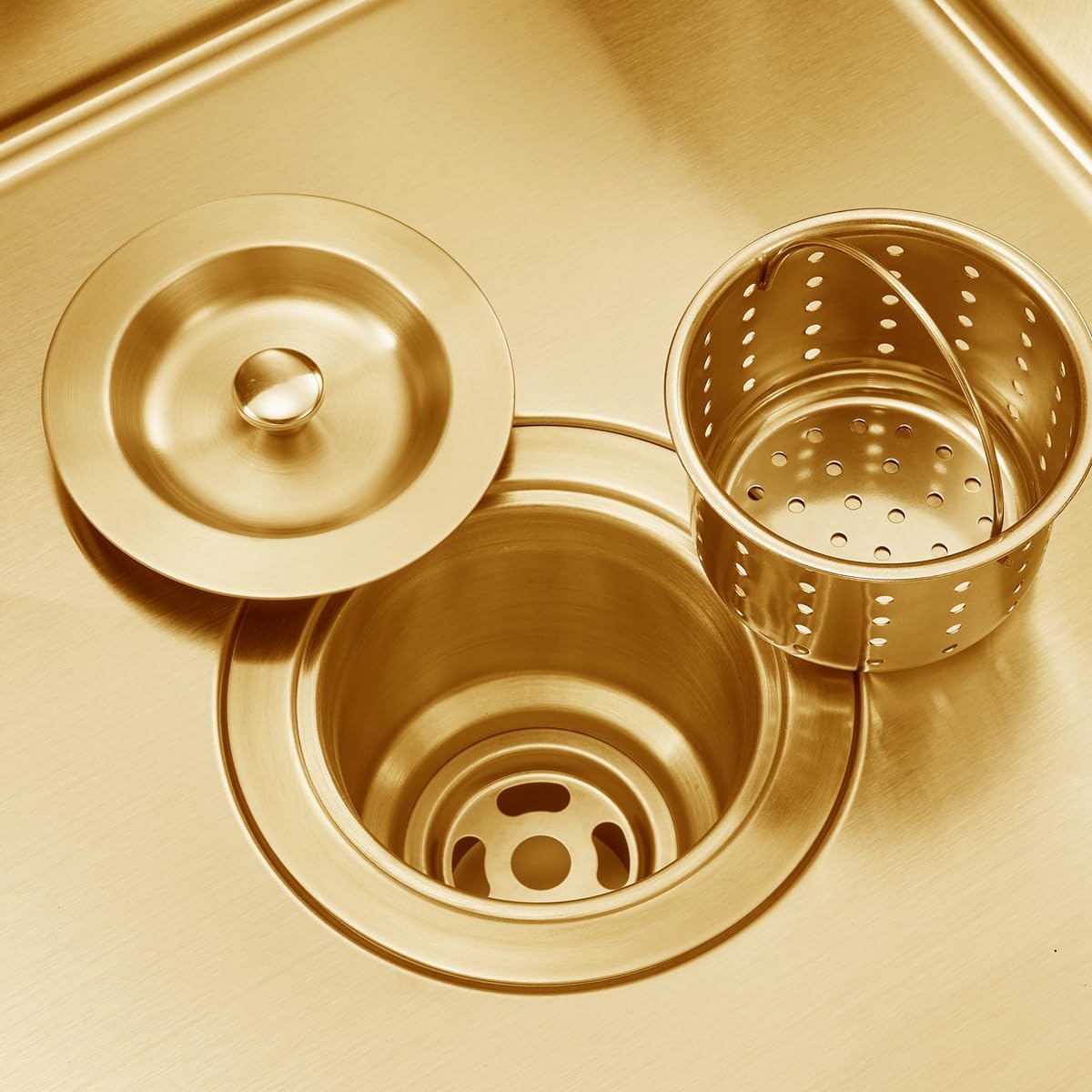 POPFLY 3-1/2 Inch Sink Drain Assembly Brushed 304 Stainless Steel Removable Deep Strainer Basket, Rust-Proof & Easy Install with Sealing Lid＆Tailpiece, for Home/Bathroom/Commercial Sinks