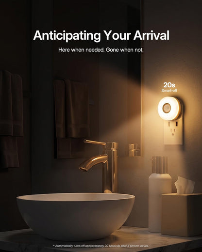 YELKO Motion Sensor Night Light - Plug in 3000K Warm White Anti-Glare LED Nightlight, Ultra Bright Cozy Soft Glow Not Dazzling for Hallway, Stairs, Garage, Bedroom, Bathroom, Garage, Kitchen, 2 Pack