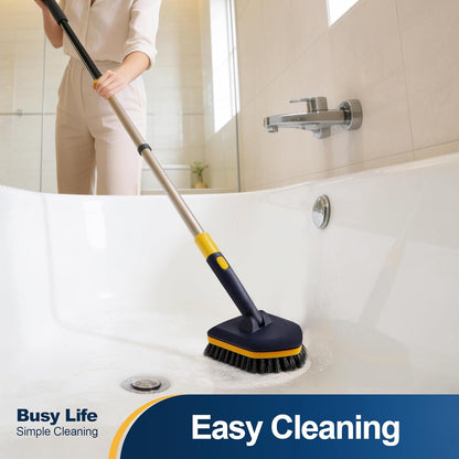 Yocada Tub Tile Scrubber Brush 2 in 1 Cleaning Brush 4*Scouring Pads 58.2 Inch Adjustable Telescopic Pole Stiff Bristles for Cleaning Bathroom Kitchen Toilet Wall Tub Tile Sink Non Scratch