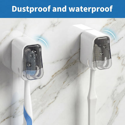 2 PCS Toothbrush Holders Wall Mounted Single Tooth Brush Holder for Shower Hanging Slot Wall Toothbrush Holder with Black Cover for Electric Toothbrushes Home Travel Storage (White)