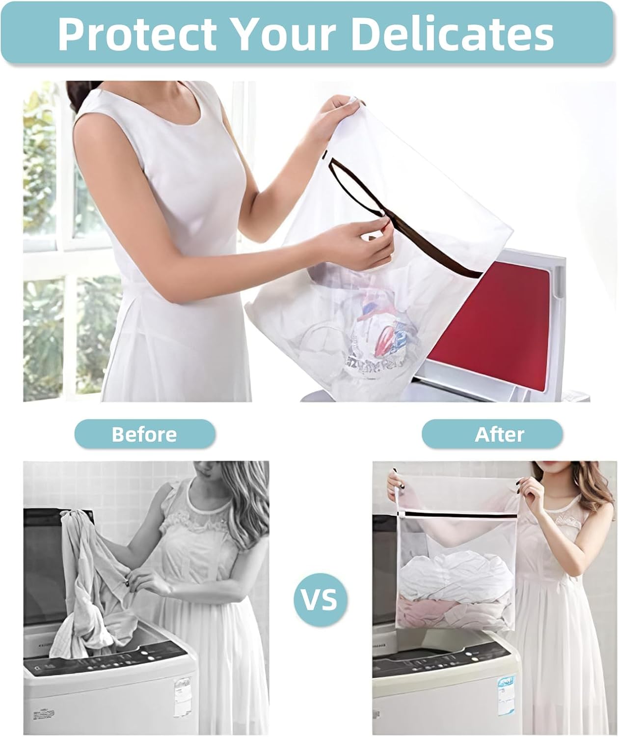 GOGOODA Mesh Laundry Bags for Delicates Durable Protective Wash Bags | Travel Storage Bags for Intimates Lingerie, 3PCS（3XXL）