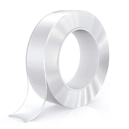 Double Sided Tape Heavy Duty – Nano Gel Grip Tape, Clear Removable Adhesive Wall Tape, Reusable Mounting Tape for Poster, Photo, Carpet, Kitchen (Washable, Transparent, Strong Hold)