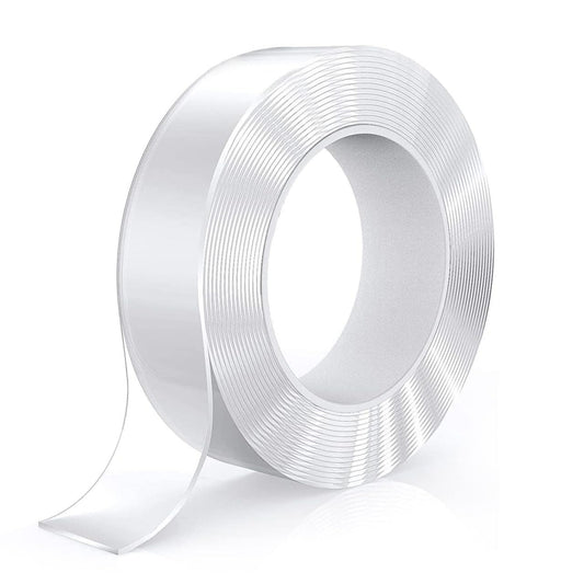 Double Sided Tape Heavy Duty – Nano Gel Grip Tape, Clear Removable Adhesive Wall Tape, Reusable Mounting Tape for Poster, Photo, Carpet, Kitchen (Washable, Transparent, Strong Hold)