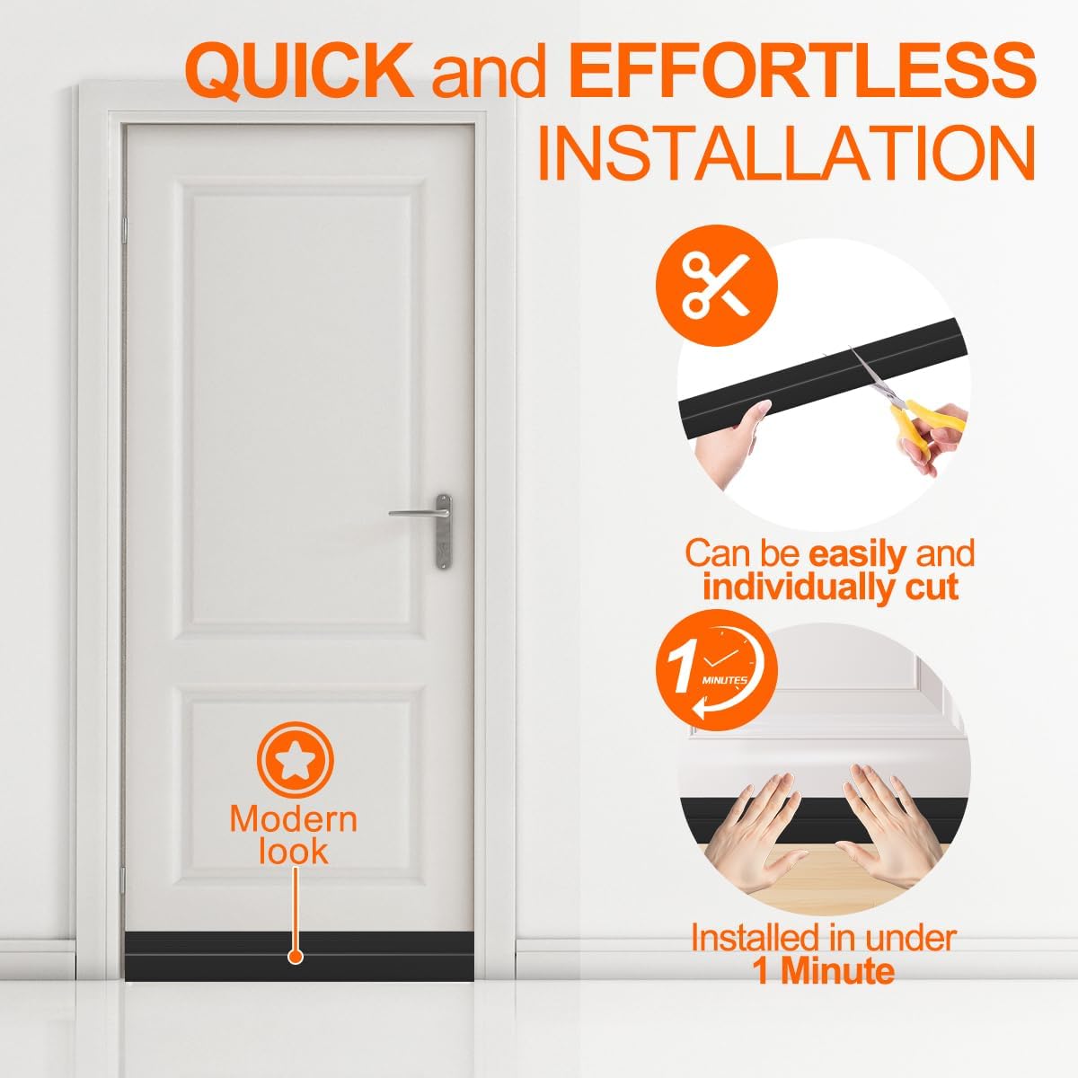 Door Draft Stopper, Adjustable Weather Stripping Seal for Cold Insulation, Bottom/Under Sweep for Exterior & Interior Doors, Seal Blocker Noise, Black, 39 inches
