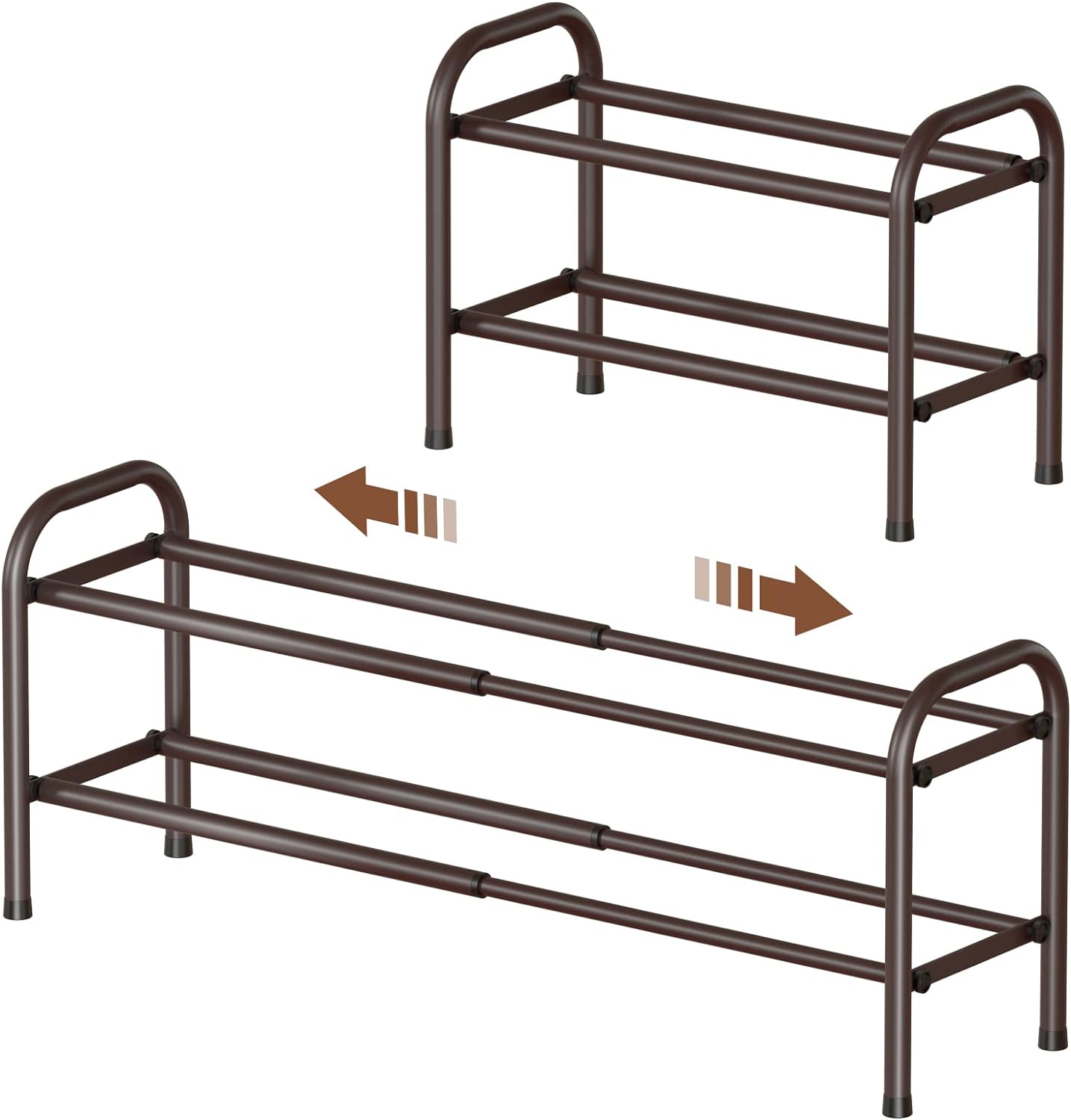 Gonfoam Shoe Rack for Closet, Expandable Shoe Organizer Storage Shelf, Adjustable Metal Free Standing Small Closet Shoe Rack for Entryway, Doorway (2-Tier Black)