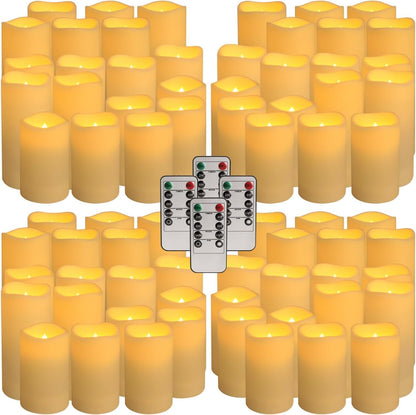 Enpornk Flameless Battery Operated Outdoor Waterproof Set of 12(D: 3" x H: 3" 4" 5" 6") Pillar LED Candles with 10-Key Remote and Cycling 24 Hours Timer