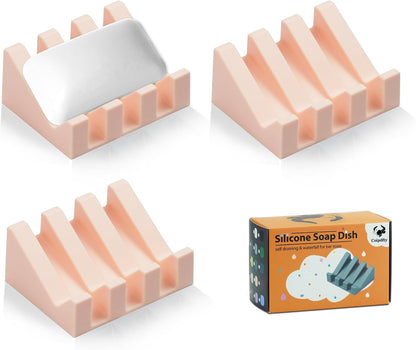 Self Draining Soap Dish Holder,Silicone Soap Dish,for Bathroom,Kitchen, Sponges，Can Extend Soap Life，Keep Soap Bars Dry and Easy Cleaning (White,1-Pack) - Colors B