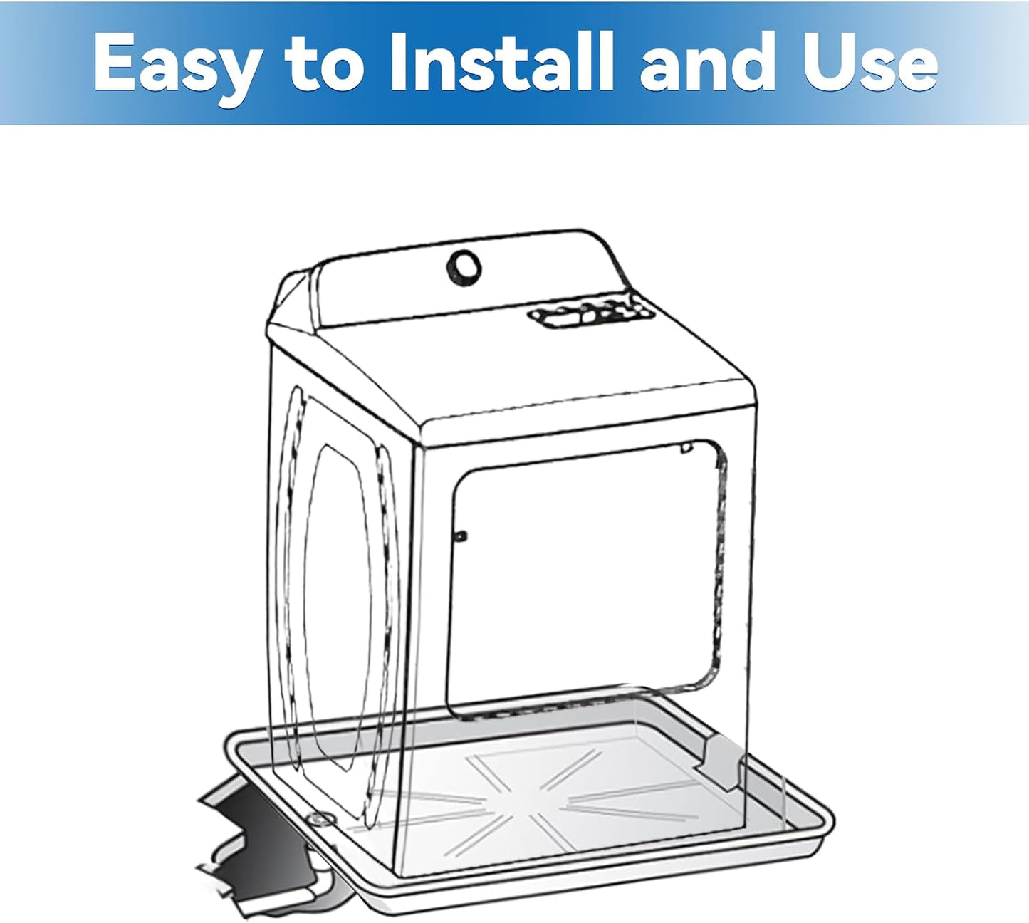30x32inch Washing Machine Drain Pan, with Raised Edge, Features a Heavy Durable Plastic, Floor Protector - Protects Floors from Leaksf, with 1" Drain Fittings, Black