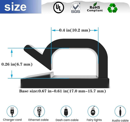 Cable Clips，50PCS Electrical Cord Management Adhesive Cable Wire Clip Wire Clips wall，Used for Cars, Offices, and Homes Cable Clips Cord Organizer (Transparent)