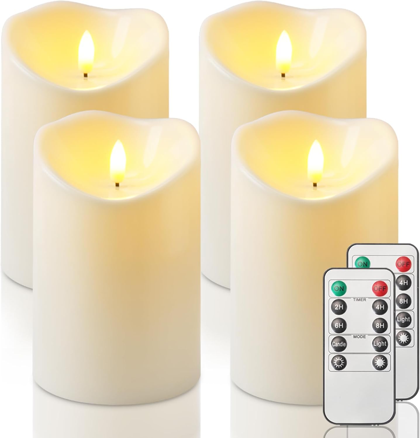 Homemory Dripping Wax Flameless Candles, Battery Operated Candles with Remote Control and Timers, LED Pillar Candles, Electric Fake Candles, 3" x 6", Set of 2