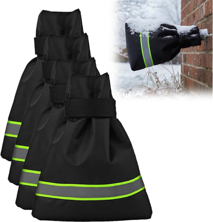 Outdoor Faucet Covers for Winter Freeze Protection, 9.8" x 6.3" Reusable Waterproof Insulated Spigot Covers, Easy-to-Use Hose Bib Socks for Outdoor Faucets, Pipes & Spigots (Green, 2 PCS)