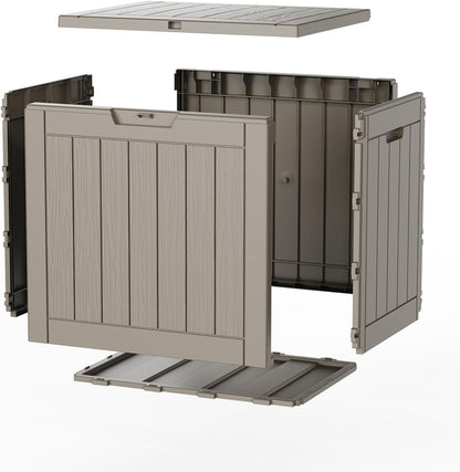 Outdoor Waterproof Resin Storage Deck Box Lockable Outside Bench UV Resistant Bin Patio Porch Furniture Pool Float Garden Tool Cushion (Black, 85 Gallon)
