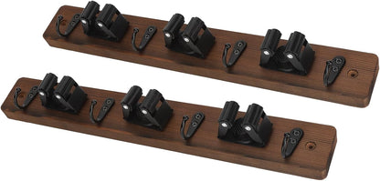 Ymiko Wall Mounted Mop and Broom Organizer with 4 Hooks, 3 Position Holder for Kitchen, Bathroom, Laundry Space Saving Storage Rack