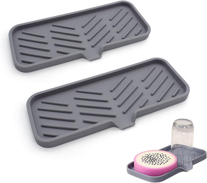 Kitchen Soap Tray, XIACIBDUS 2PCS Silicone Sink Sponge Holder, Soap Holder for Kitchen Sink with Drain Spout, Bath Tray Caddy Soap Tray for Kitchen Counter Bathroom Dish Scrubber(Big)