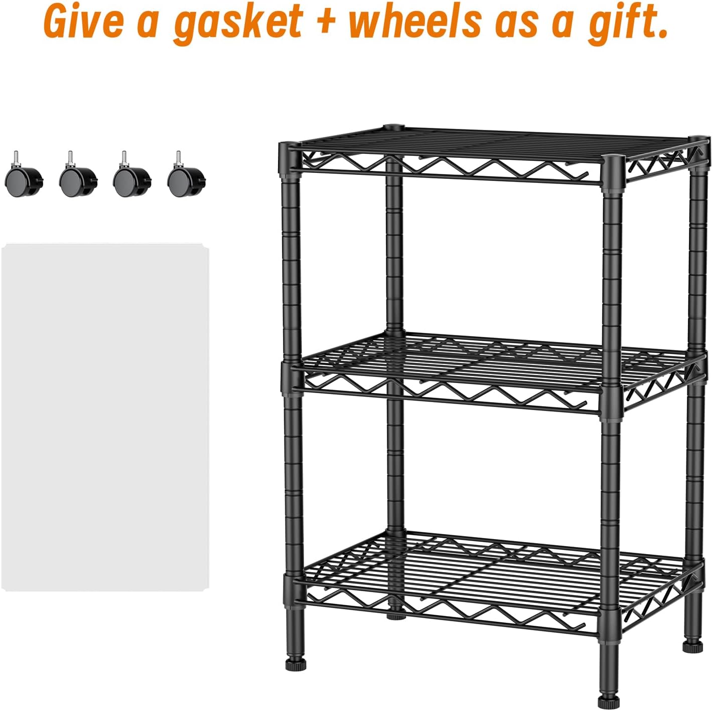 Golpart 4 Tier Adjustable Storage Shelves Metal Utility Shelf Wire Shelving Unit Organizer Rack for Home Kitchen Office Bathroom Pantry Room 12" D x 18" W x 44" H