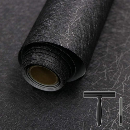 15.7" X 118" Black Silk Wallpaper Embossed Self Adhesive Peel and Stick Wallpaper Contact Paper Removable Waterproof Kitchen Vinyl Wrap Cabinet Furniture Textured Renter Friendly Wall Gift Paper