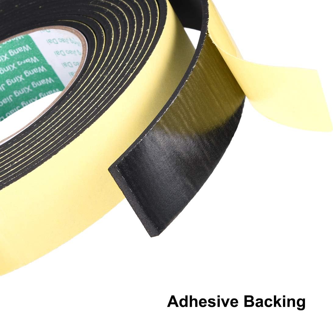 uxcell Sealing Foam Tape 5mm Wide 3mm Thick 4m/13ft Long, Self Adhesive Weather Strip for Window Door Insulation, Pack of 2