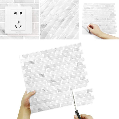 Yipscazo 10 Sheets Peel and Stick Backsplash for Kitchen Wall, 12''x12'' Waterproof Stick on Backsplash Smart Tiles for Bathroom,Removable Backsplash Wall Tiles in Gray White
