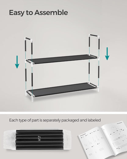 SONGMICS Shoe Rack, 10-Tier Shoe Shelf, Shoe Storage Organizer, 11 x 17.7 x 68 Inches, Metal Frame, Non-Woven Fabric Shelves, for Entryway, Bedroom, Black ULSH010B02