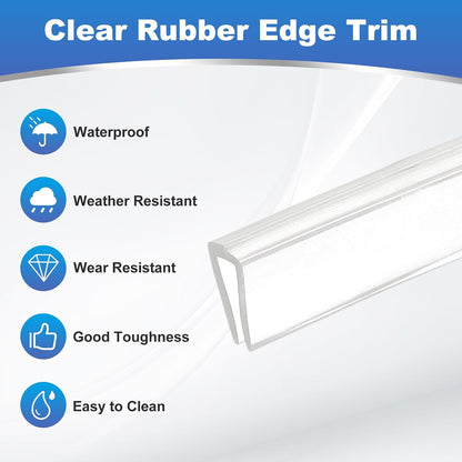 PATIKIL U Channel Rubber Edge Trim, (13.1 ft Long x 1/4" Width, 5/64" Slot for 5/64"-1/8" Thick Edge), Flexible Clear Rubber Seal Strip Protector, Suit for - Glass Tables/Metal Sheet