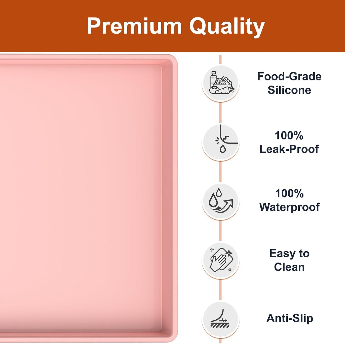 ukeetap Extra Thick Silicone Mat Waterproof with Raised Edge 19” x 12”, BPA Free Non-Slip Dog & Cat Food Mat, Feeding Mat for Food and Water Bowls, Spill Proof Mat to Protect Floors, Black