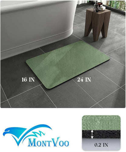 MontVoo -Bath Mat-Rubber Backing Non SlipThin Bathroom Rugs Fit Under Door- Quick Dry Absorbent Faux Suede Surface Grey Bathroom Floor Mats-Shower Rug for in Front of Bathtub Shower Gray 16x24