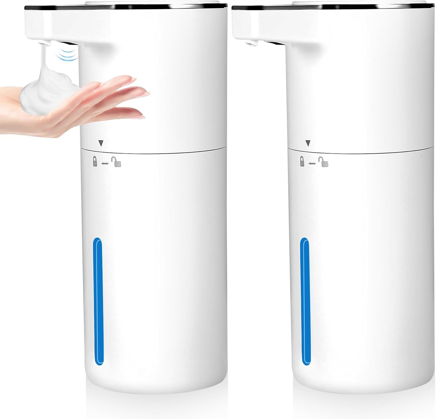 4 Pack Touchless Automatic Liquid Soap Dispenser, 13.5oz Smart Sensor Hand Wash Dispenser, USB Rechargeable & Adjustable for Bathroom Kitchen Sink, White