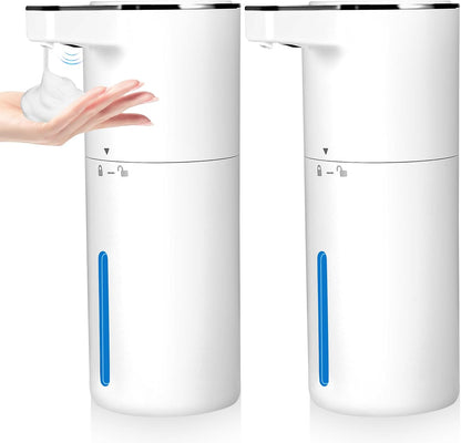 4 Pack Touchless Automatic Liquid Soap Dispenser, 13.5oz Smart Sensor Hand Wash Dispenser, USB Rechargeable & Adjustable for Bathroom Kitchen Sink, White