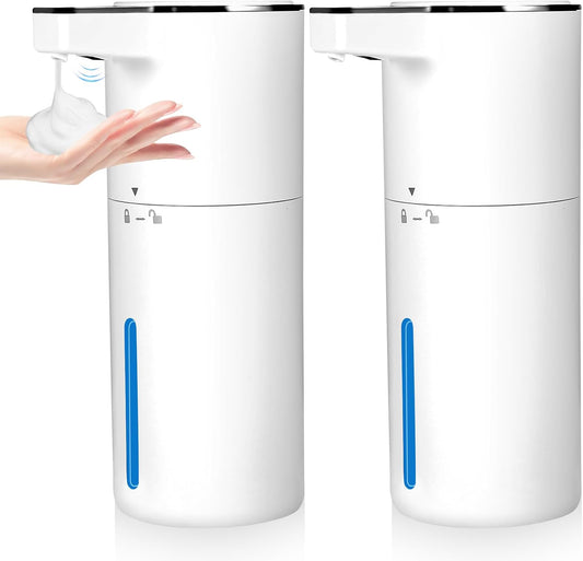 4 Pack Touchless Automatic Liquid Soap Dispenser, 13.5oz Smart Sensor Hand Wash Dispenser, USB Rechargeable & Adjustable for Bathroom Kitchen Sink, White