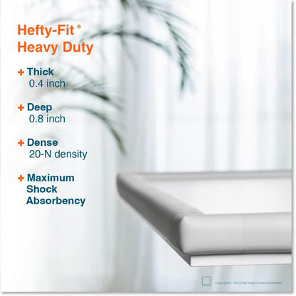 Roving Cove HeftyFit Corner Protector for Baby (4 Large Corners), Heavy-Duty Soft Rubber Foam Furniture Corner Bumper Guards, 3M Adhesive Pre-Taped, Oyster White (Off White)