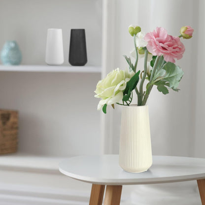 White Ceramic Vase, GUKJOB Small Cute Flower Vase for Pampas Grass, Home, Living Room, Dining Table, Farmhouse, Office Decor, Bedroom, Table, and Kitchen Shelf (White- 2PCS)