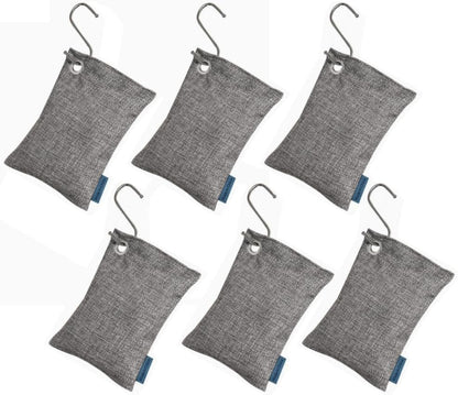Bamboo Charcoal Air Purifying Bags, Activated Charcoal Odor Absorber & Moisture Eliminator, Natural Air Purifier for Home, Car, Closet, Shoes, Pet Areas, Reusable Charcoal Deodorizer