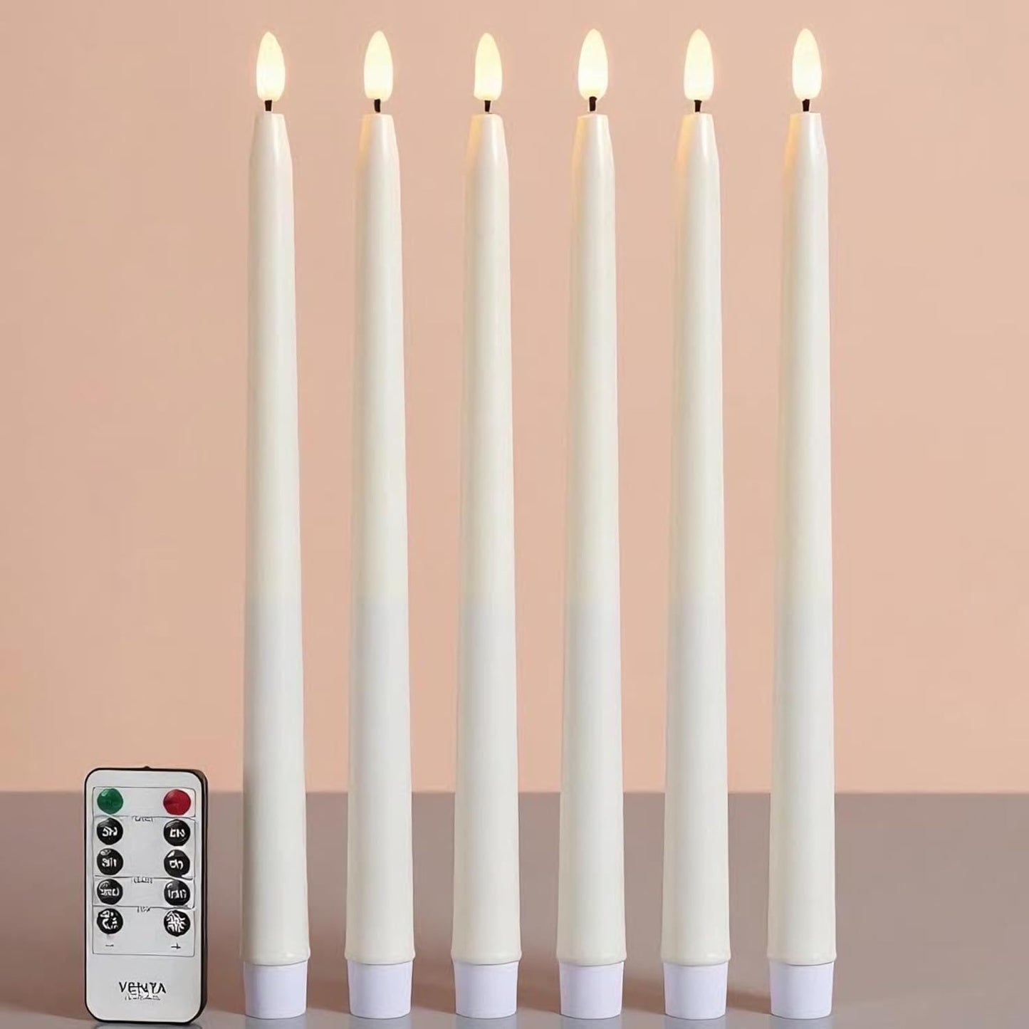 VENTA Set of 3 White Pillar Candles | Real Wax Battery Operated Flickering LED Candles with Remote | Timeless Decor for Farmhouse, Modern & Mantel Displays