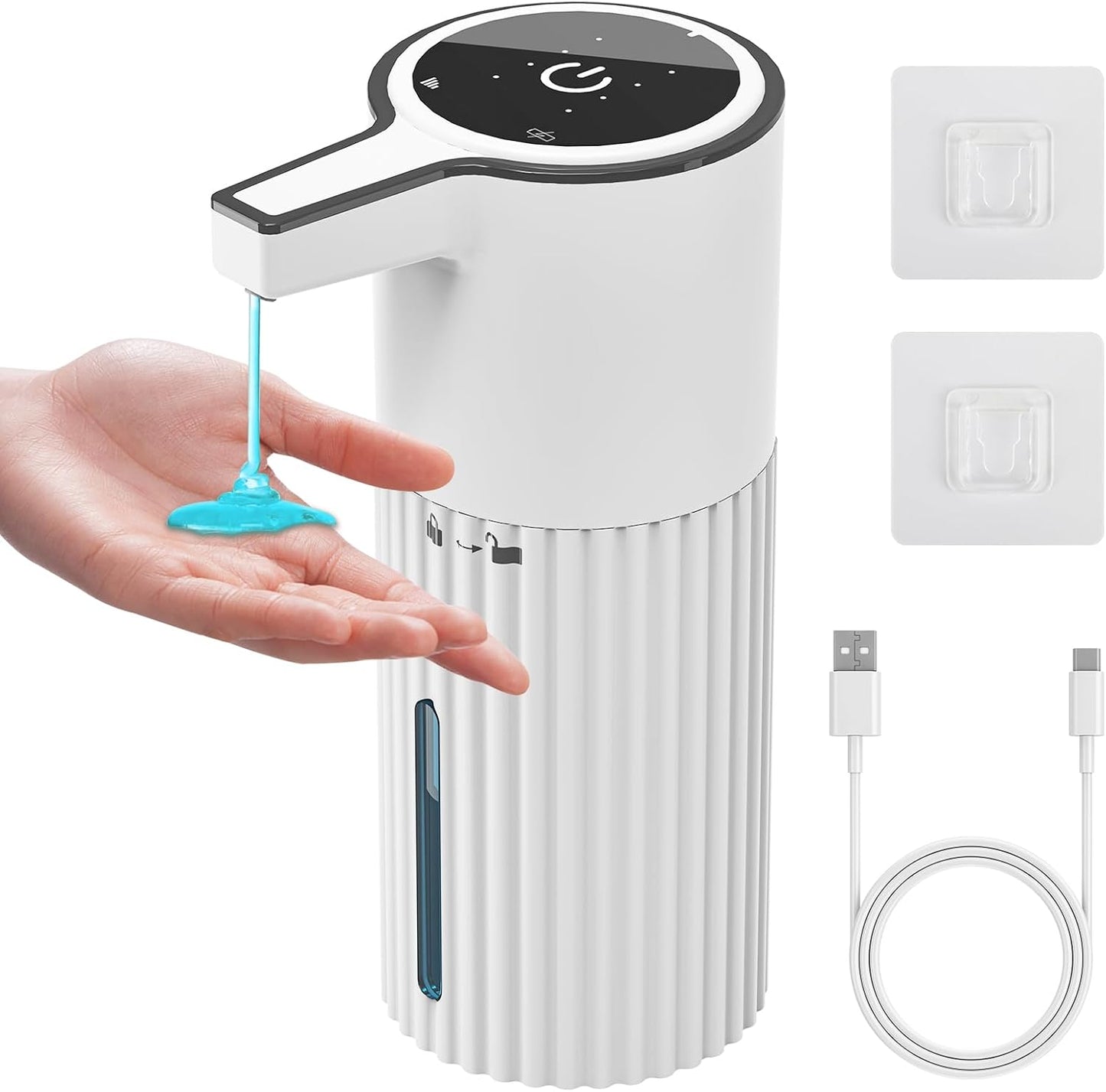 HOMELYLIFE Automatic Foam/Luquid Soap Dispenser, 13.53oz/400ml Touchless Dispenser w/ 4 Adjustable Levels, 1800mAh USB Rechargeable Smart Hand Free Dispenser for Bathroom,Kitchen,Office,Home (Foam)