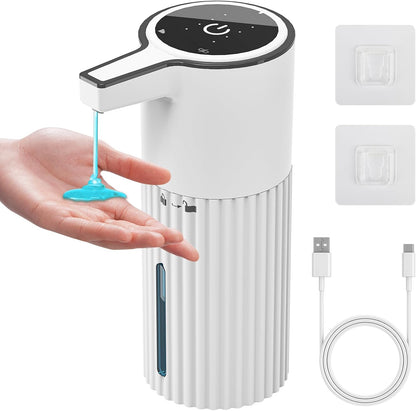 HOMELYLIFE Automatic Foam/Luquid Soap Dispenser, 13.53oz/400ml Touchless Dispenser w/ 4 Adjustable Levels, 1800mAh USB Rechargeable Smart Hand Free Dispenser for Bathroom,Kitchen,Office,Home (Foam)