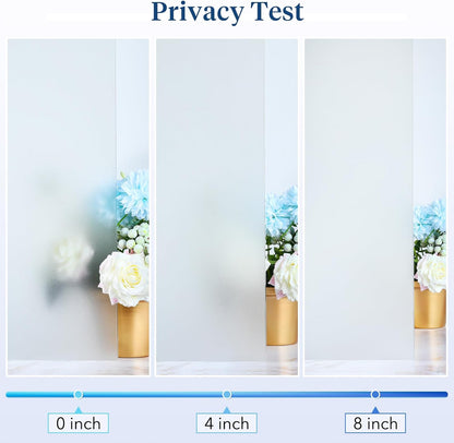 Haton Reeded Glass Window Privacy Film, Static Cling Non-Adhesive Frosted Film, UV Blocking Heat Control Removable Window Sticker for Bathroom Door Home Office, 17.5" x 78.7"