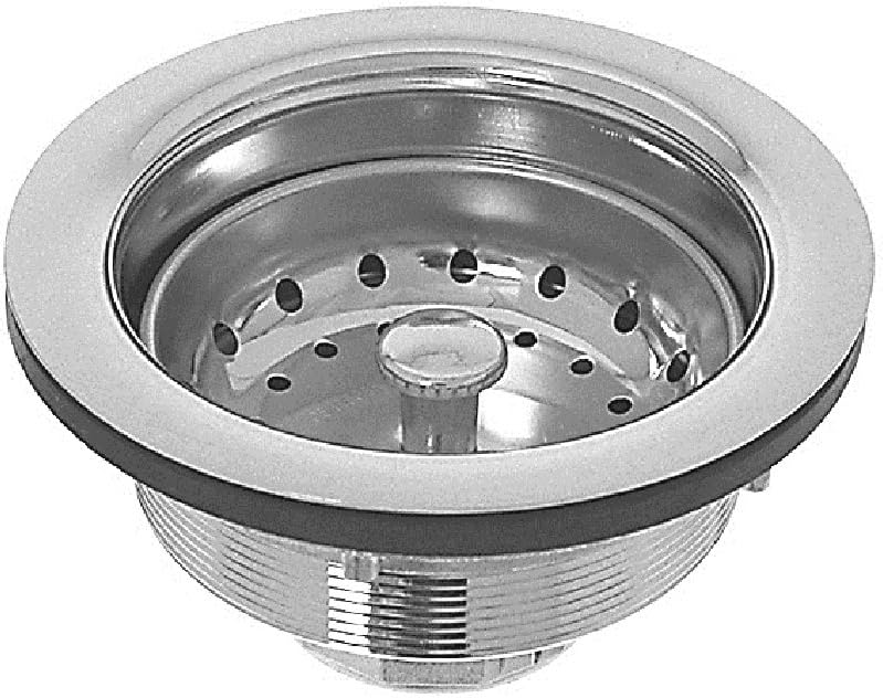 Dearborn Brass 16 Sink Basket Strainer, Brass Body w/ Stainless Steel Basket. Heavy Locknut. Rubber Stopper. Length-3-3/4", Small