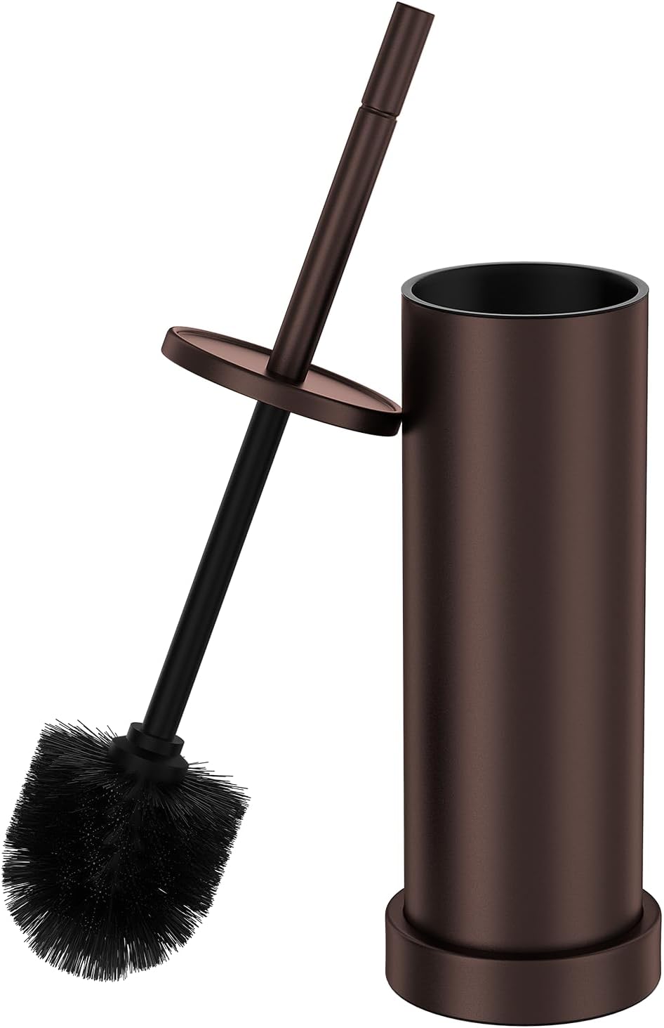 Brushed Nickel Toilet Brush and Holder Set, 304 Stainless Steel Toilet Brush for Bathroom, Heavy Duty Toilet Bowl Brush with Holder, Removable Inner Bowl and Splash Protection, Long Handle